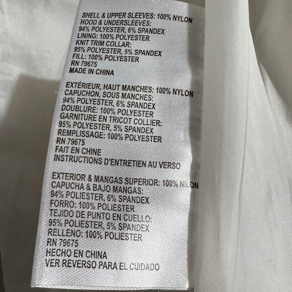 Michael Kors White & Black Trim Quilted Nylon jacket with Hood & Pockets Medium - Picture 9 of 9